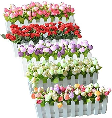 Morwee Wooden Pot for Outdoors Garden Centerpieces Gravesites Cemetery Decor (Mixed Color)