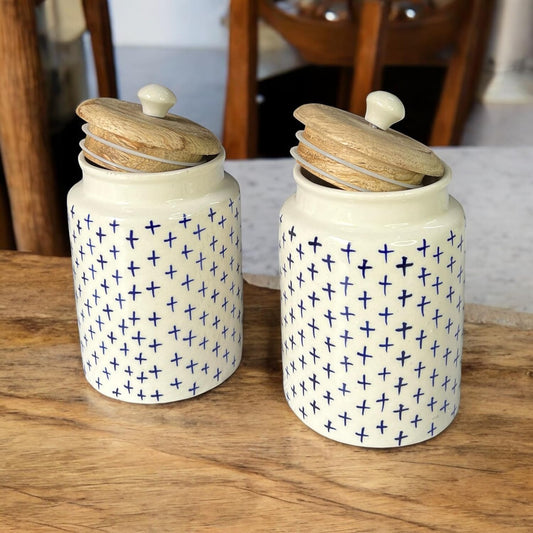 Morwee White Blue cross jar
