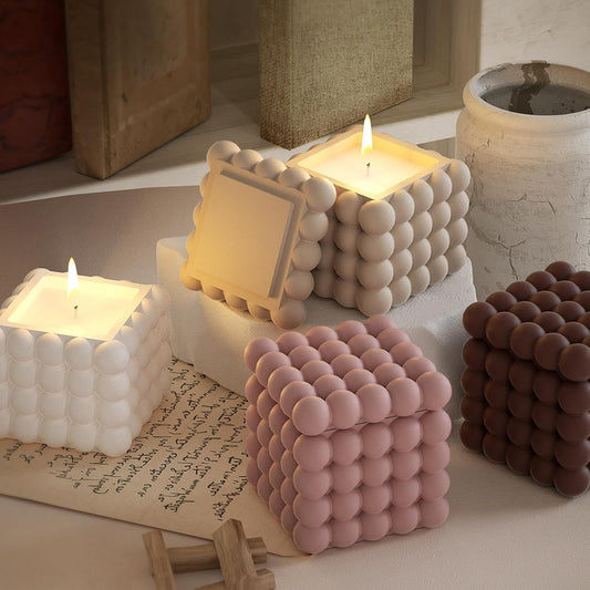 Morwee 3D Bubble Cube Candle Molds, set of 3