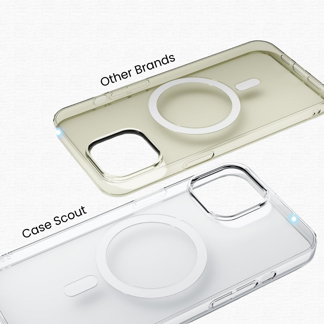 Anti Yellow MagSafe Clear Magnetic Case for iPhone 13/14/15/16 & Pro – Shockproof, Military-Grade, Scratch-Resistant TPU Back Cover