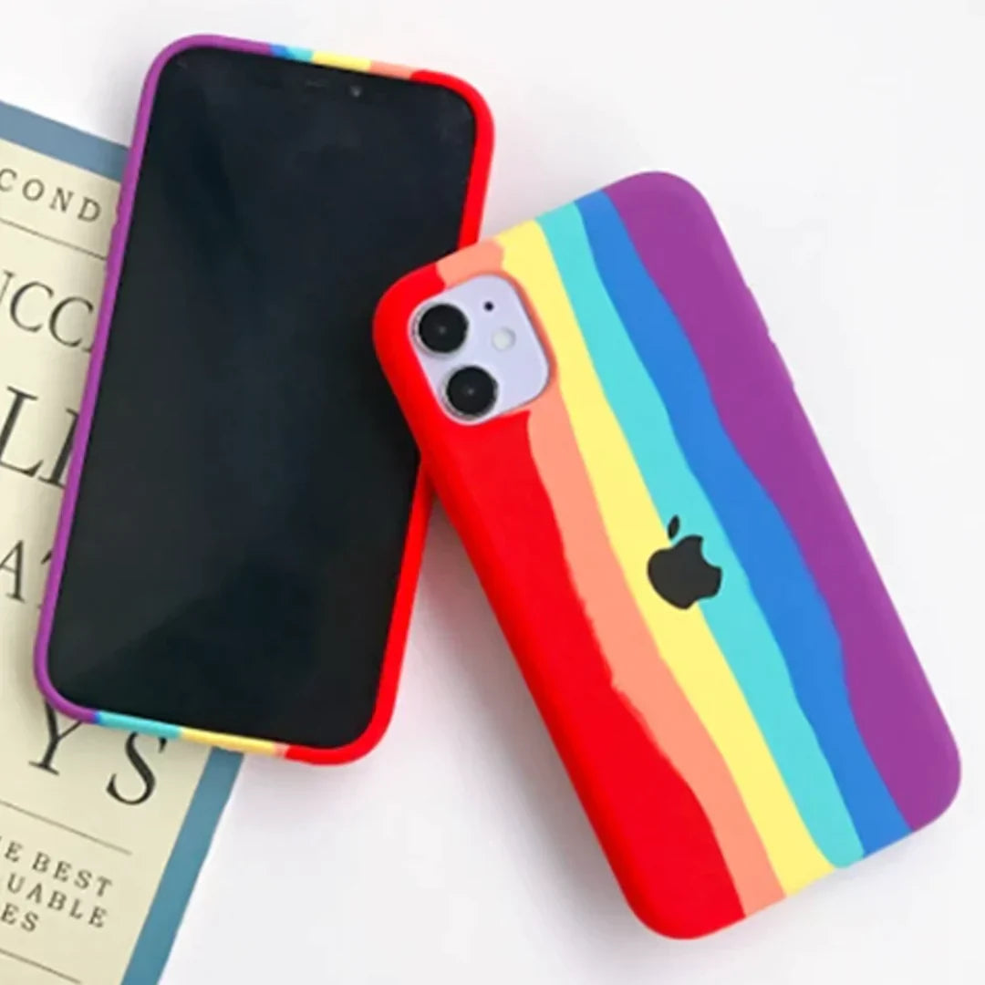iPhone 11 Pro Max Rainbow Liquid Silicone Logo Case