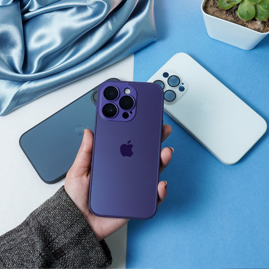 iPhone 14 Series Matte Glass Camera Lens Shell Case