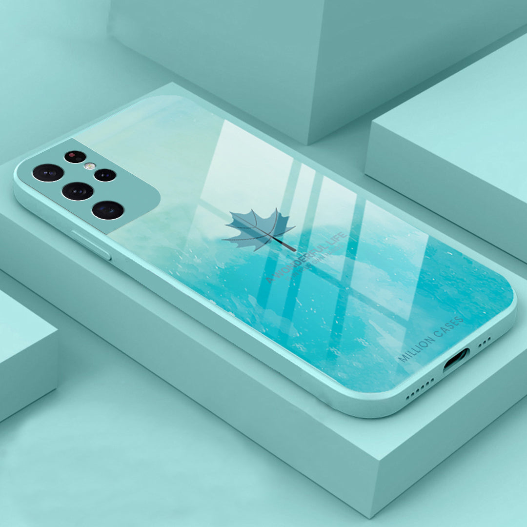 Galaxy S21 Ultra Watercolor Mapple Leaf Glass Case