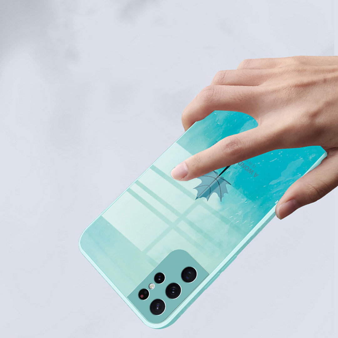 Galaxy S21 Ultra Watercolor Mapple Leaf Glass Case