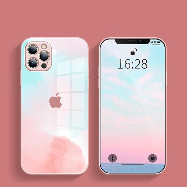 iPhone Series Colorful Wave Glass Phone Case