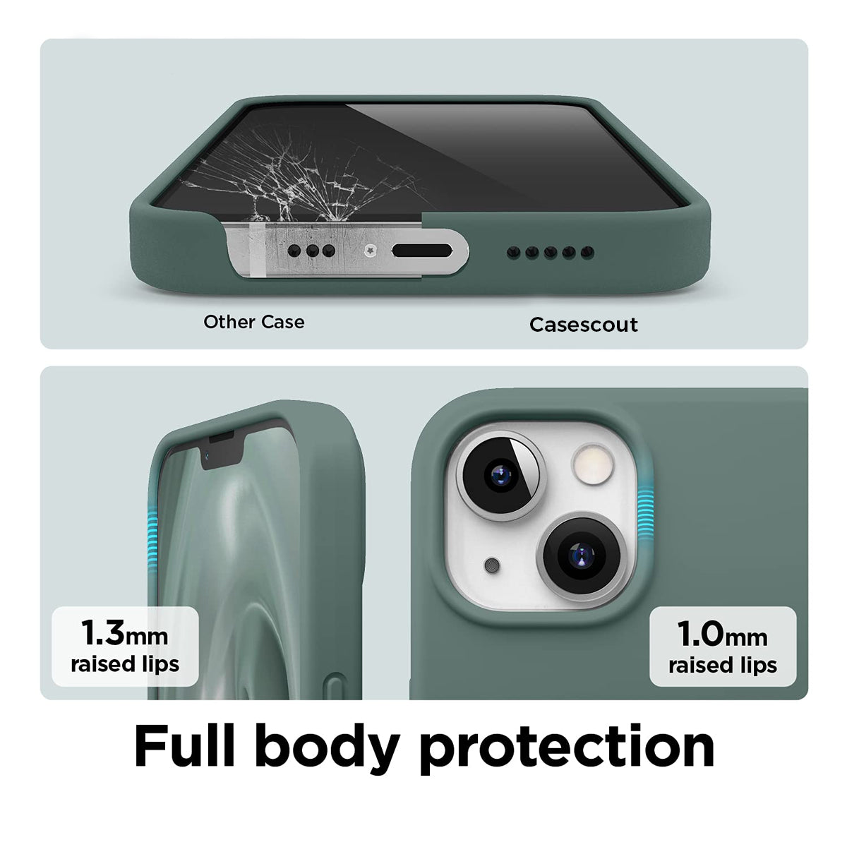Matte Liquid Silicone Case for iPhone 11/12/13/14/15/16 & Pro – Midnight Green – Soft Touch, Shockproof Back Cover