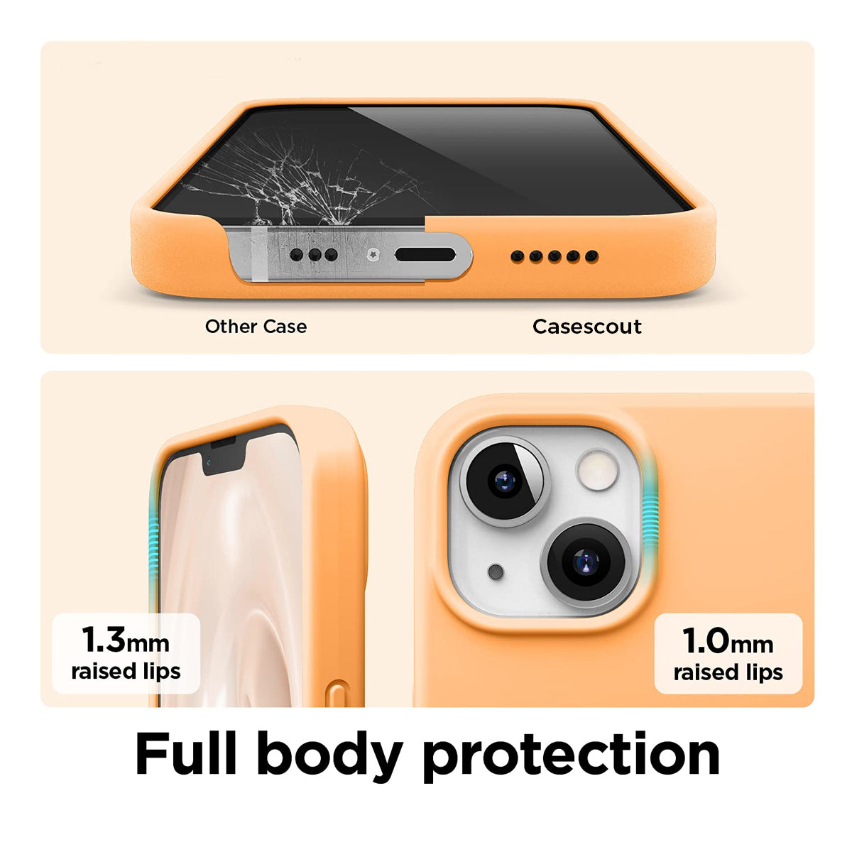 Matte Liquid Silicone Case for iPhone 11/12/13/14/15/16 & Pro – Orange – Soft Touch, Shockproof Back Cover