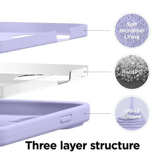 Matte Liquid Silicone Case for iPhone 11/12/13/14/15/16 & Pro β Purpleβ Soft Touch, Shockproof Back Cover