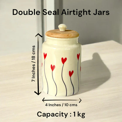 MORWEE white Heart flower jar