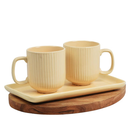 Morwee Beige cup set of 2 with tray