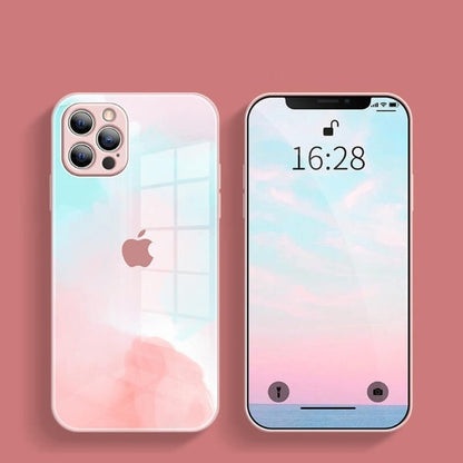 iPhone Series Colorful Wave Glass Phone Case