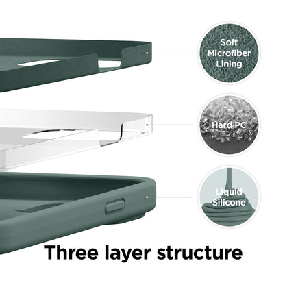 Matte Liquid Silicone Case for iPhone 11/12/13/14/15/16 & Pro – Midnight Green – Soft Touch, Shockproof Back Cover