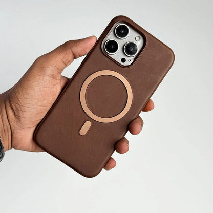 iPhone Premium Vegan Leather Back Case MagSafe Compatible for 13, 13 Pro, 14, 14 Pro, 15, 15 Pro, 16, 16 Pro.