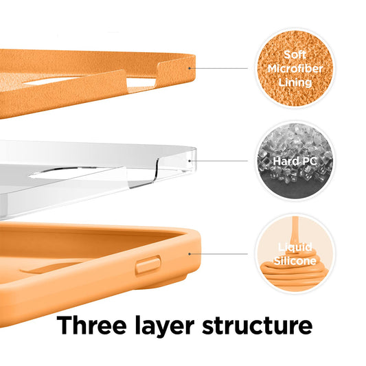 Matte Liquid Silicone Case for iPhone 11/12/13/14/15/16 & Pro – Orange – Soft Touch, Shockproof Back Cover