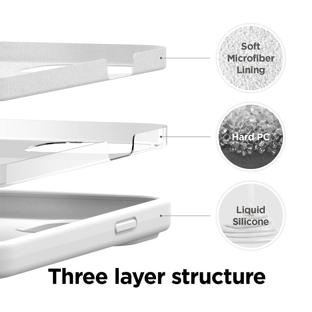 White liquid silicone iPhone case
showing Three layer structure