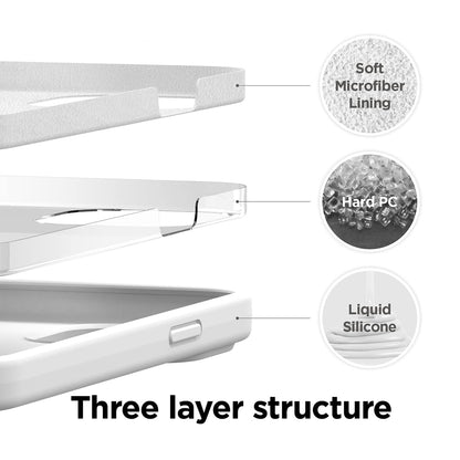 White liquid silicone iPhone case
showing Three layer structure
