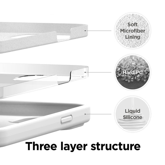 White liquid silicone iPhone case
showing Three layer structure